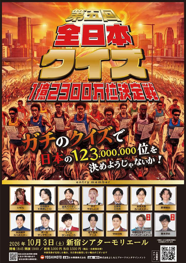 【東京】第五回　全日本クイズ1億2300万位決定戦